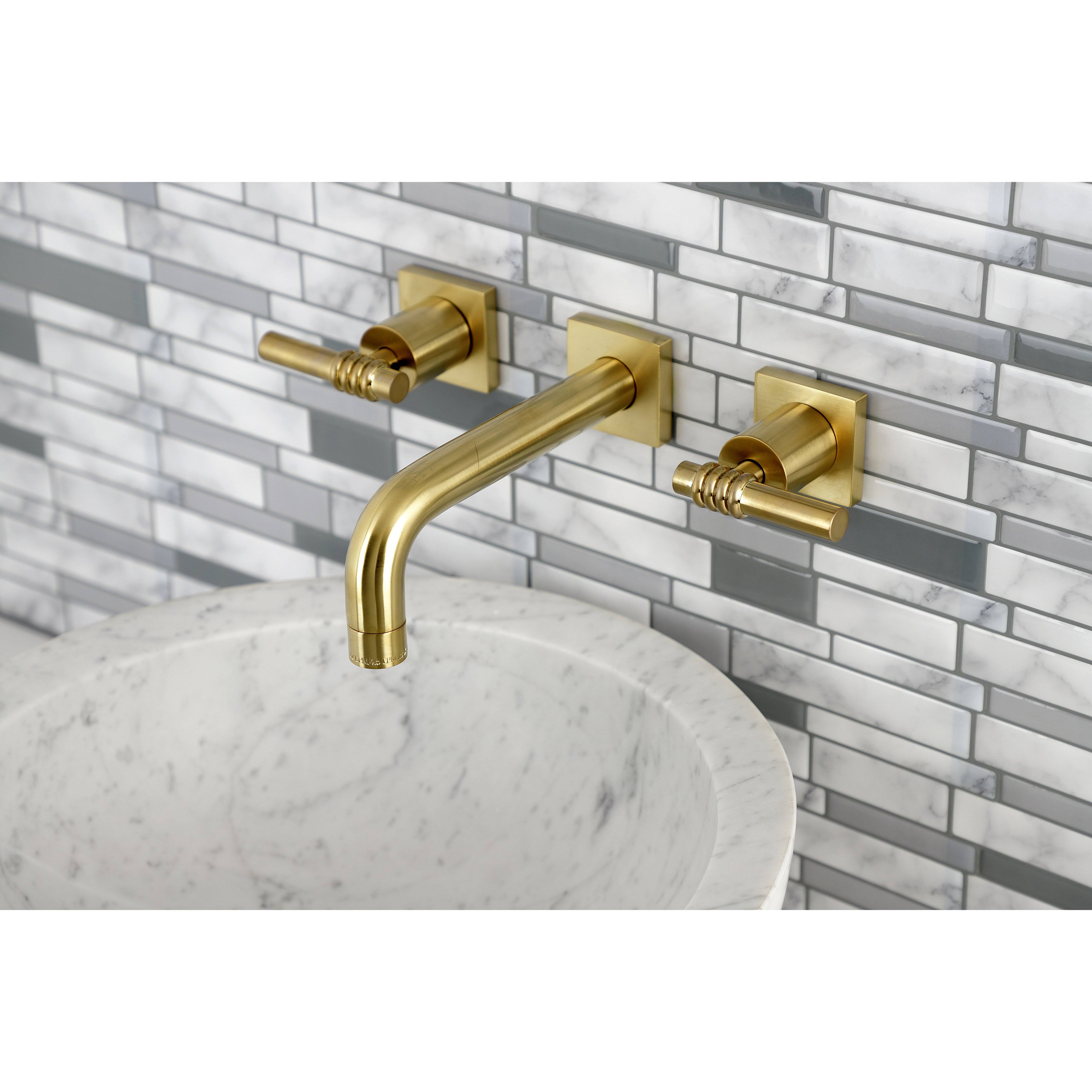 Kingston Brass KS6128ML Milano Two-Handle Wall Mount Bathroom Faucet Brushed Nickel