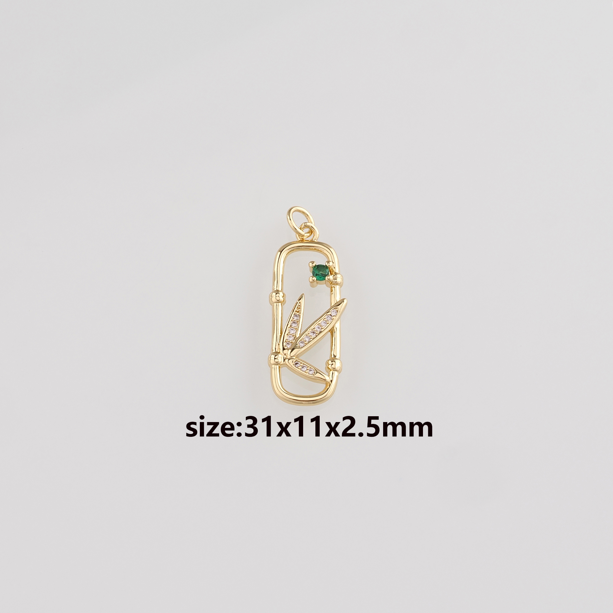 18K Gold Filled Oval Pendant,Plant Pendant,CZ Micro Pave Oval Charm Earrings Necklace for DIY Jewelry Making Supply