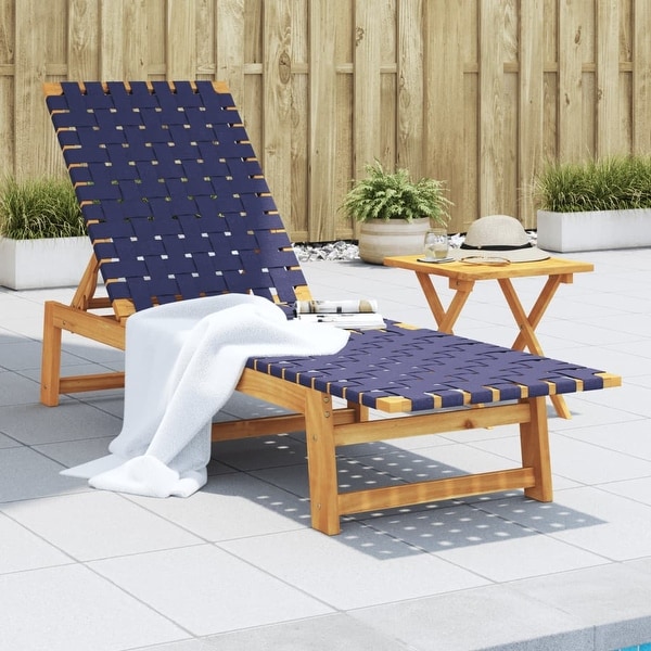 vidaXL Sun Lounger Reclining Patio Furniture Solid Wood Acacia and Fabric