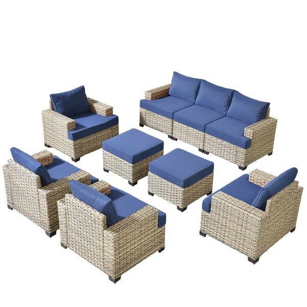 OVIOS 9 Pieces T shaped Seat Wide Armrest Set With Ottoman