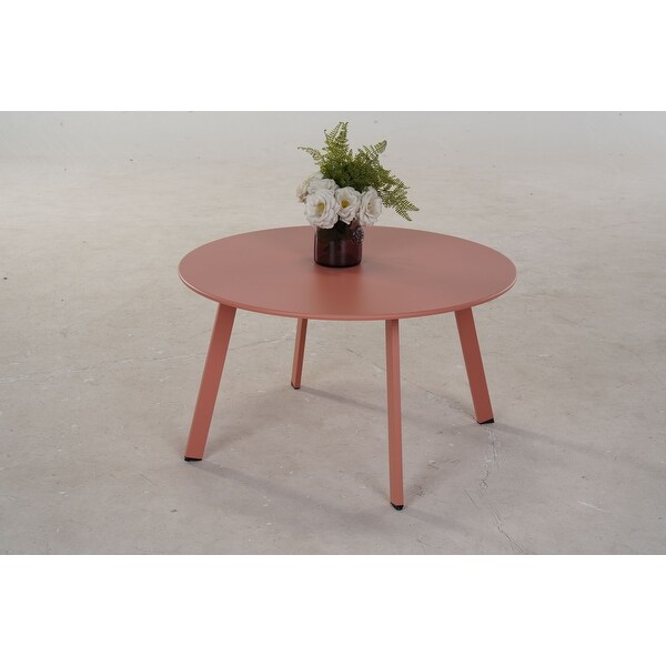 Patio Round Steel Coffee Table,WeatherResistant Large Outside Side Table for Garden Balcony Yard