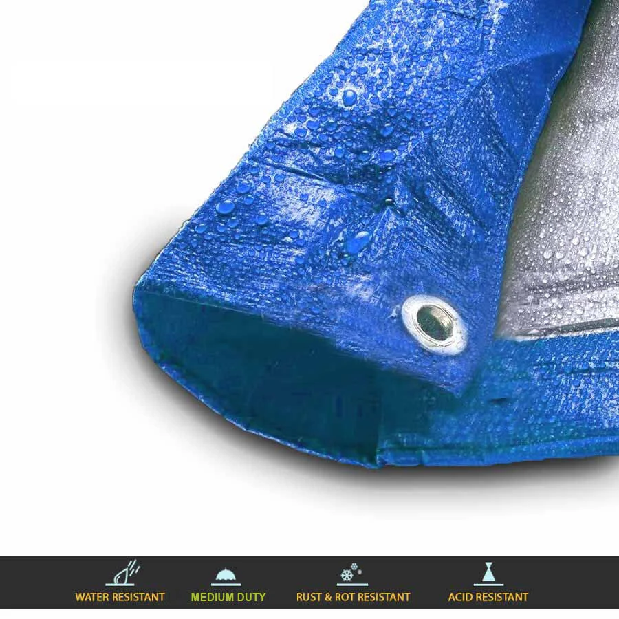 16& x 20& Blue u0026 Silver Multi-Purpose Waterproof Poly Tarp Cover