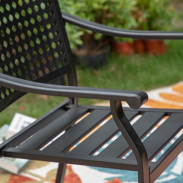 7Piece Patio Dining Set ,Large Round Dining Table with Umbrella Hole and Metal Swivel Dining Chairs