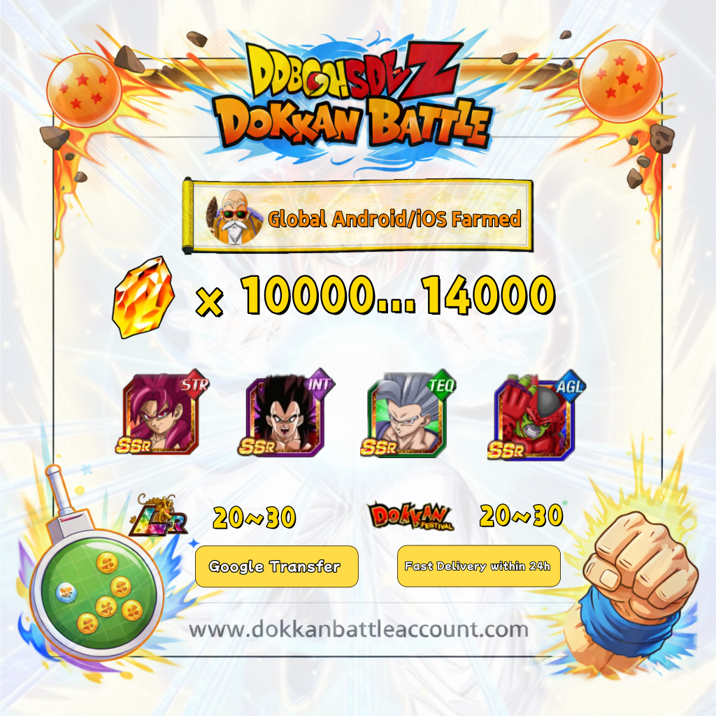 [Global] Dokkan Battle Farmed Account 13000 DS with 11th anniversary 2 cards SS4 Vegeta SS4 Goku(DAIMA) and beast gohan and Cell Max for Android and IOS
