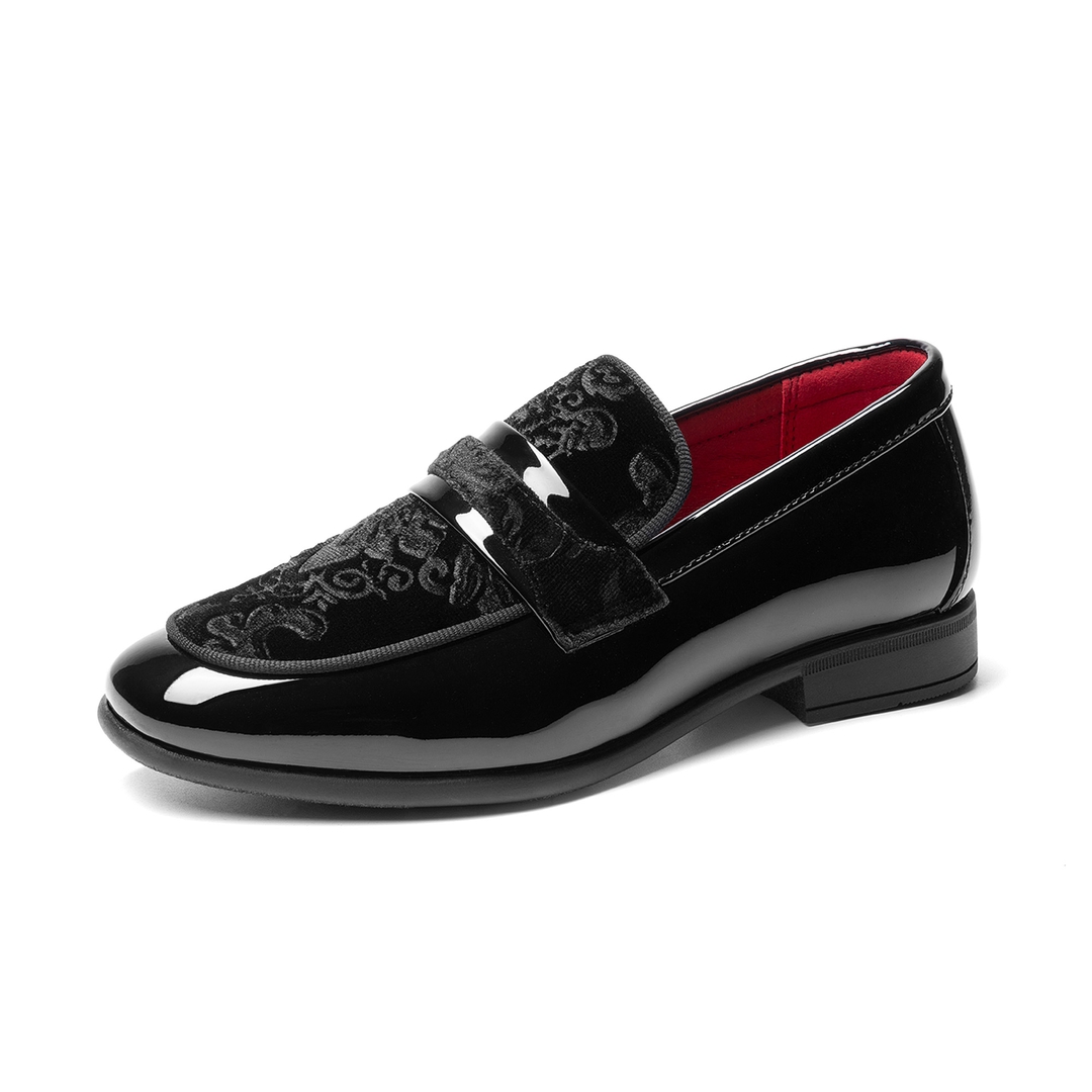Boy's Tuxedo Patent Classic Velvet Loafers