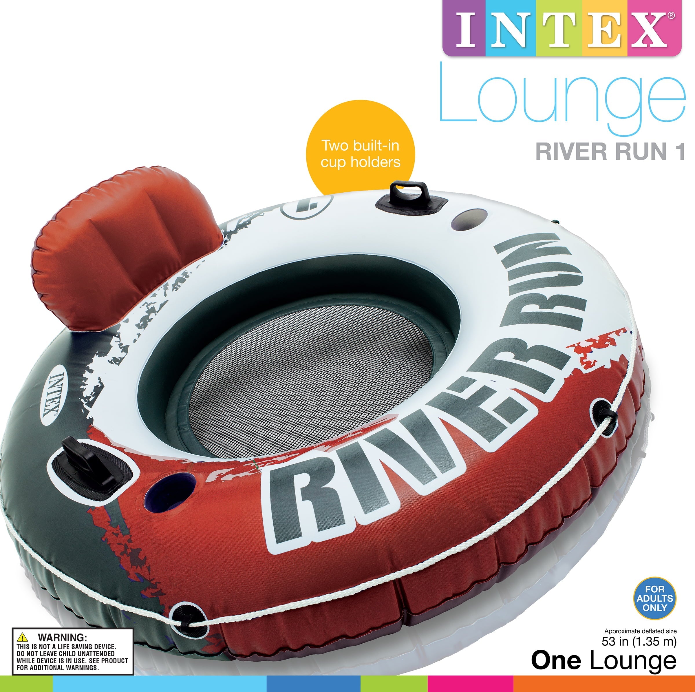 Intex Adult Round Inflatable Red River Run I Lake, River and Pool Tube