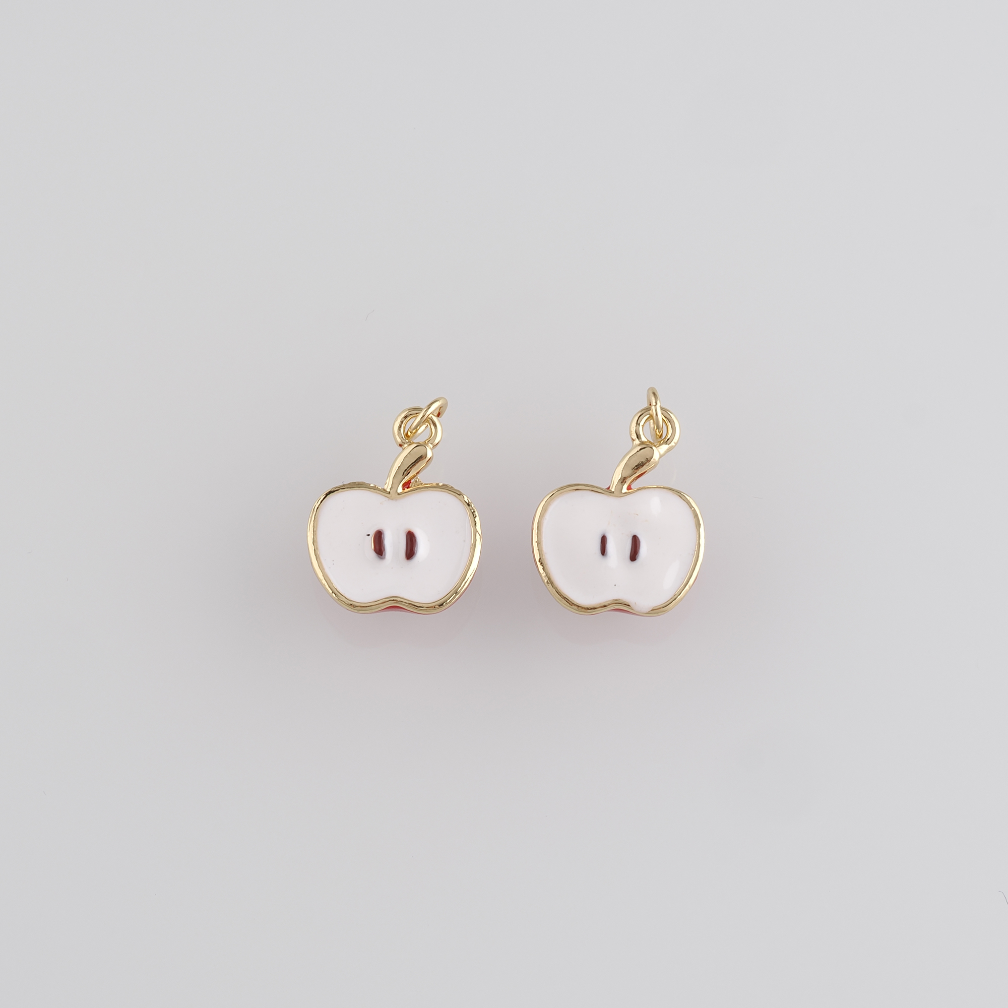 18K Gold Filled Apple Pendant,Enamel Fruit Charm Earrings Necklace for DIY Jewelry Making Supply