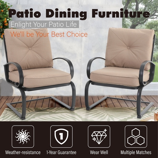 MAISON ARTS 5 Pieces Patio Dining Set,4 Spring Dining Chairs and 1 Round Table with 1.57