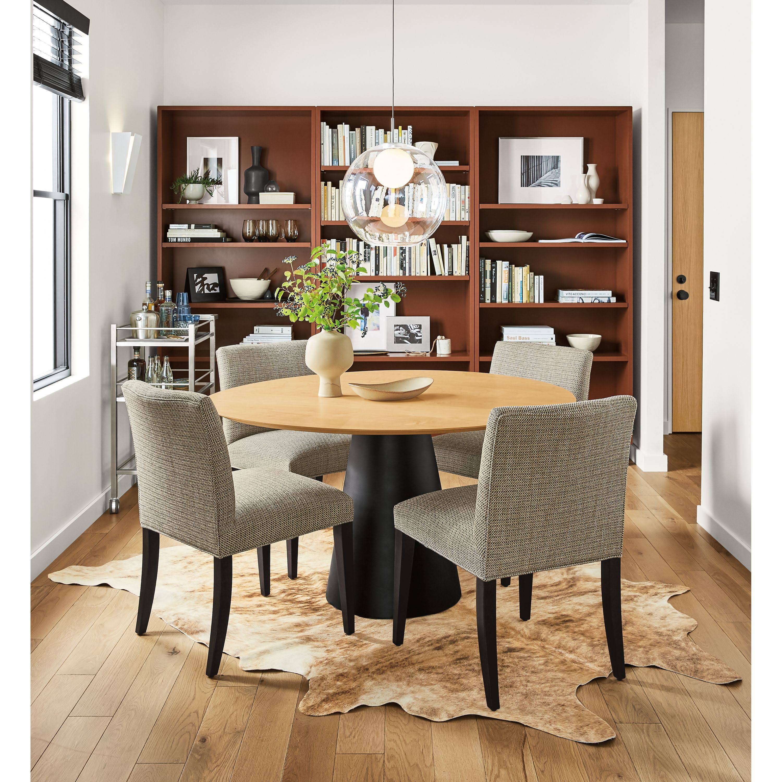 Room u0026 Board | Modern Decker 36 Diameter Round Table | Clear Tempered Glass Top