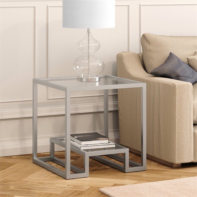 Metal Double Cross Legged Side Table In Nickel Henn amp hart
