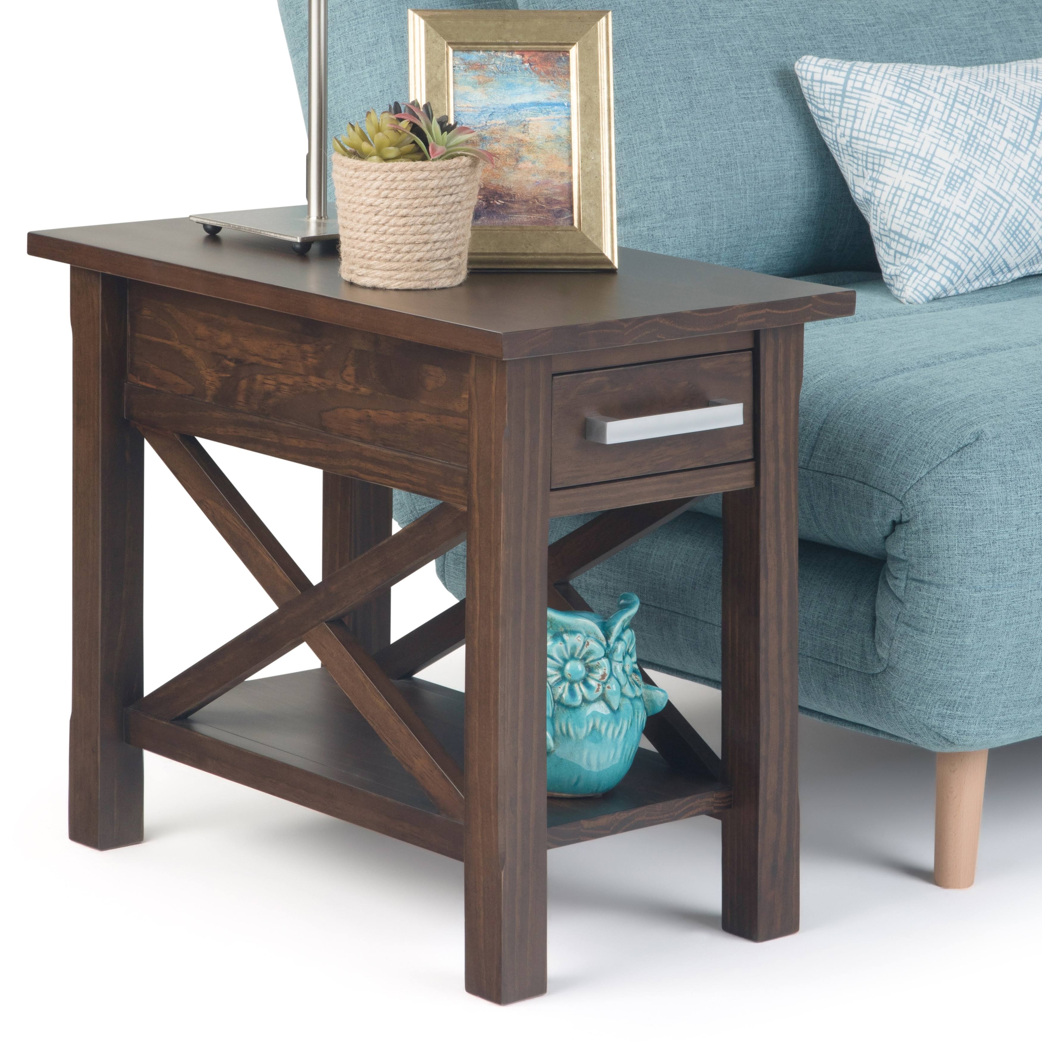 WYNDENHALL Waterloo Solid Wood 14 inch Wide Rectangle Contemporary Narrow Side Table - 14 inch Wide (warm Walnut Brown)