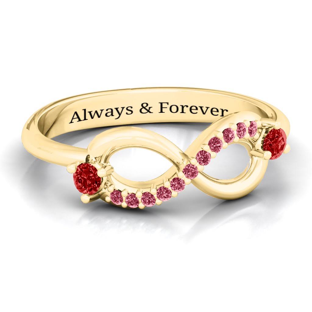 January Birthstone Double Stone Infinity Accent Ring