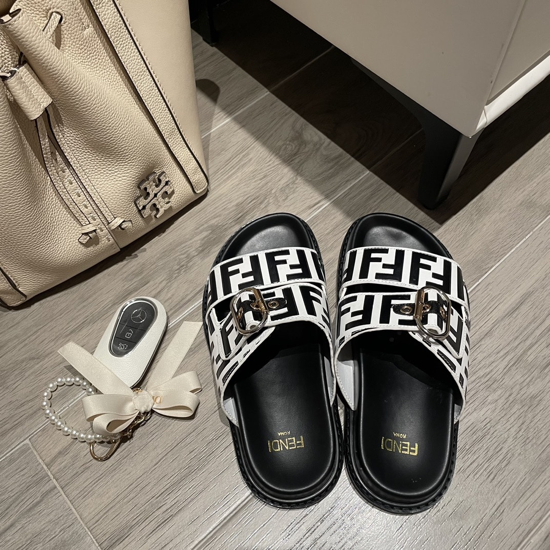 Fendi Ff Double Band Slide Black