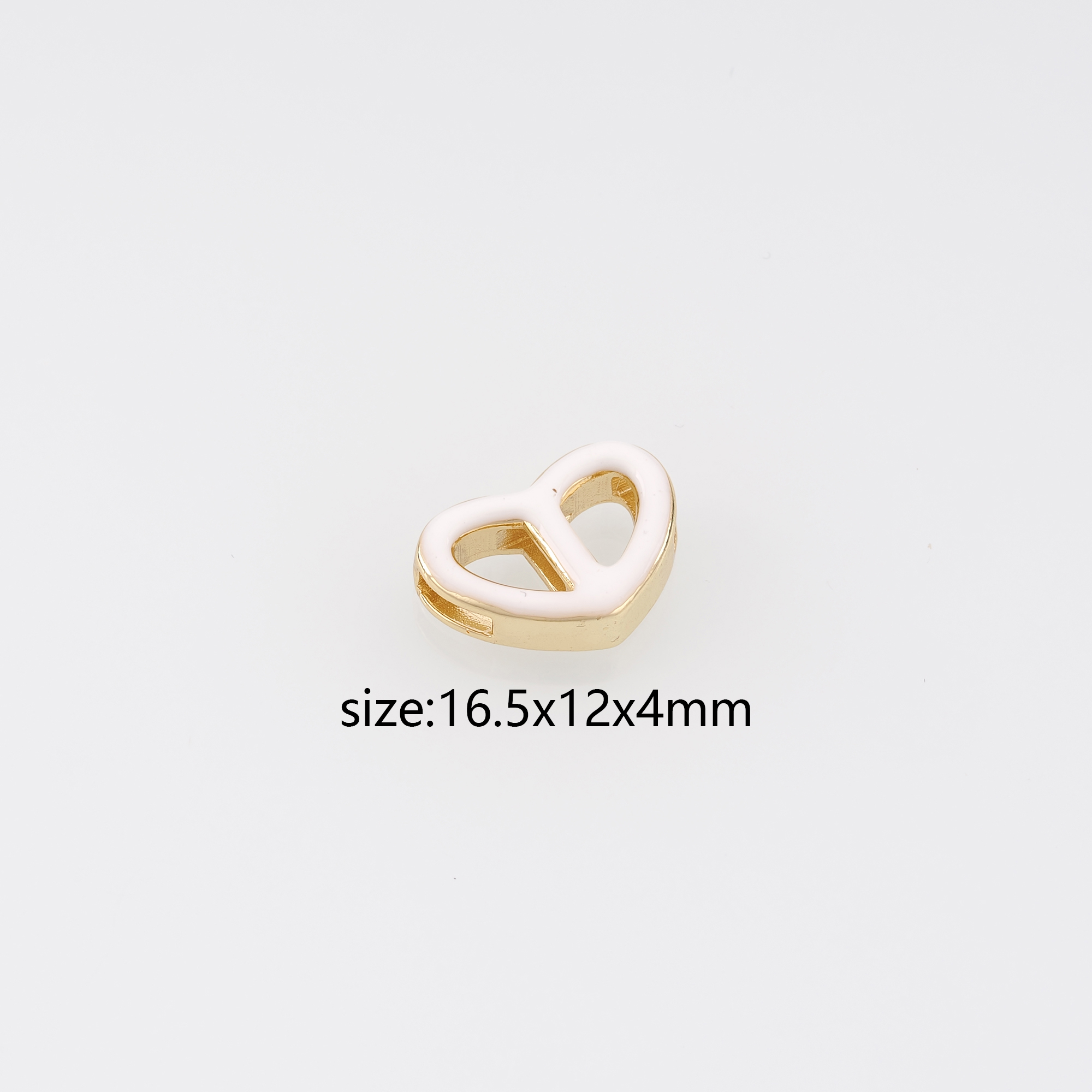 18K Gold Filled Heart Spacer Beads,Enamel Heart Bead for Bracelet Jewelry Necklace Making Supply