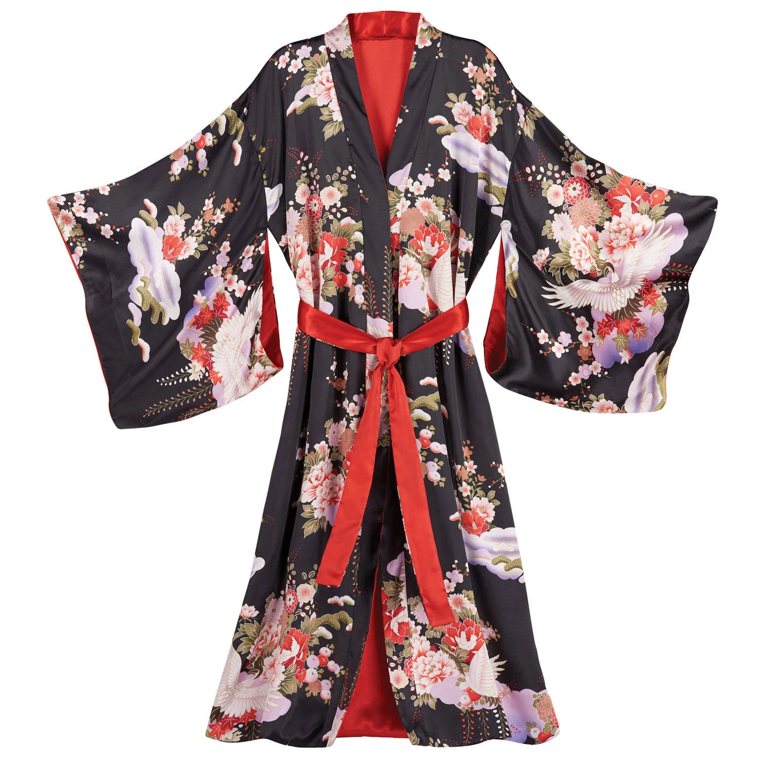 La Cera Satin Kimono Robe - 2x