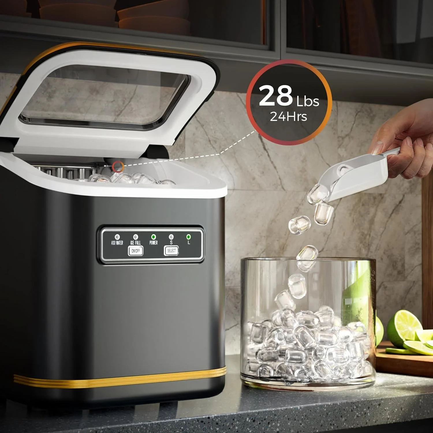 Countertop Ice Maker 9 Bullet Ice Cubes in 6 Mins,  Z5812K
