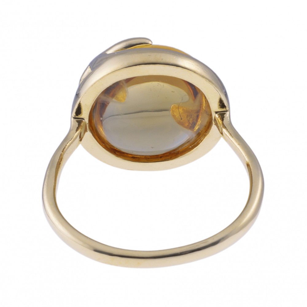 Tiffany & Co. Paloma Picasso Olive Leaf Ring 18K Yellow Gold Citrine