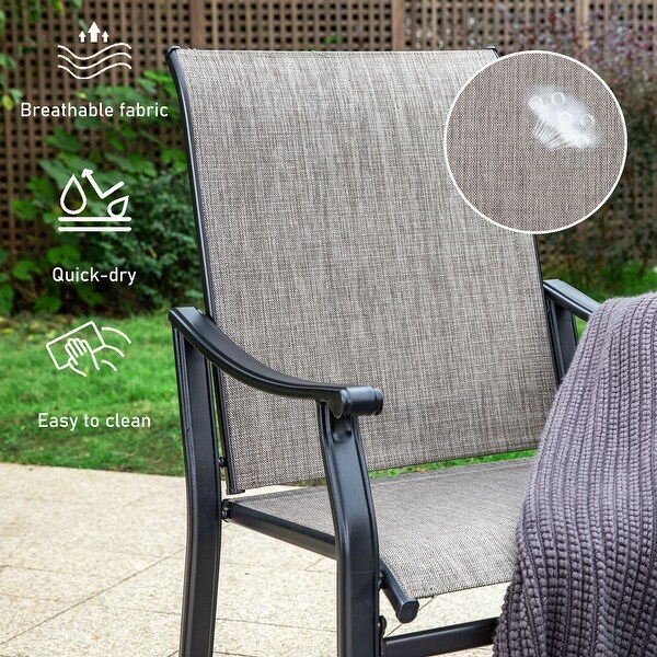 MAISON ARTS 5/7Piece Patio Dining Set,Round Metal Table and 4/6 Textilene Fabric Padded Armchairs