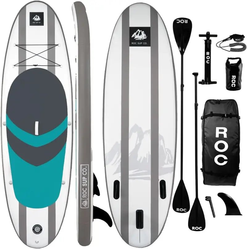Roc All-in-One Inflatable SUP Kit – Includes Paddle, Pump, Fins & Carry Bag