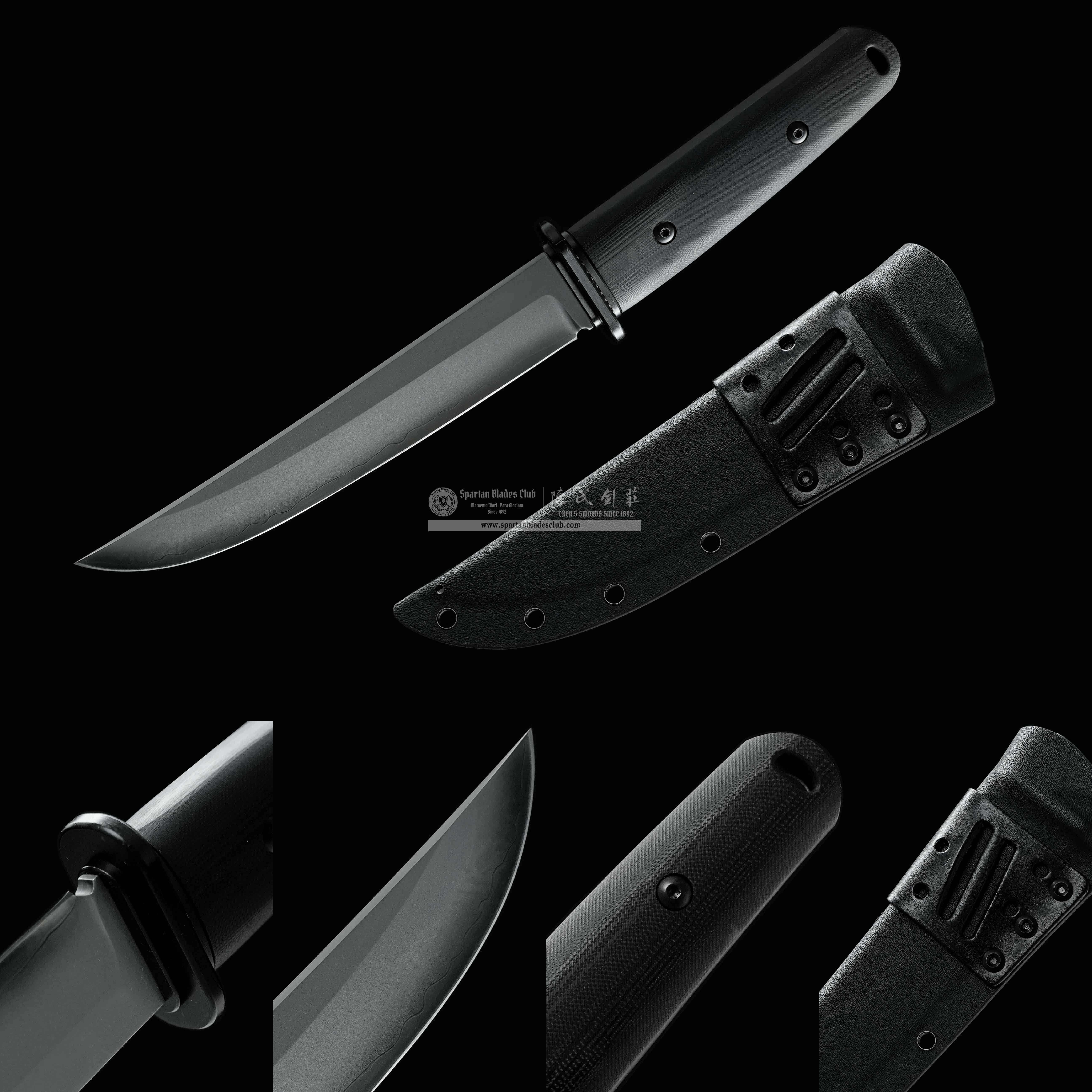 HR02 | Nether Blade | Tactical Sword | San Mai 440C Core & 3Cr18 Cladding | Satin Steel Finish  | Tactical Tanto Fixed Blade | Black | Full Tang | Battle-ready | Spartan Blades Club (陳氏劍莊 CHEN'S SWORDS 1892) - Spartan Blades Club - 陳氏劍莊1892