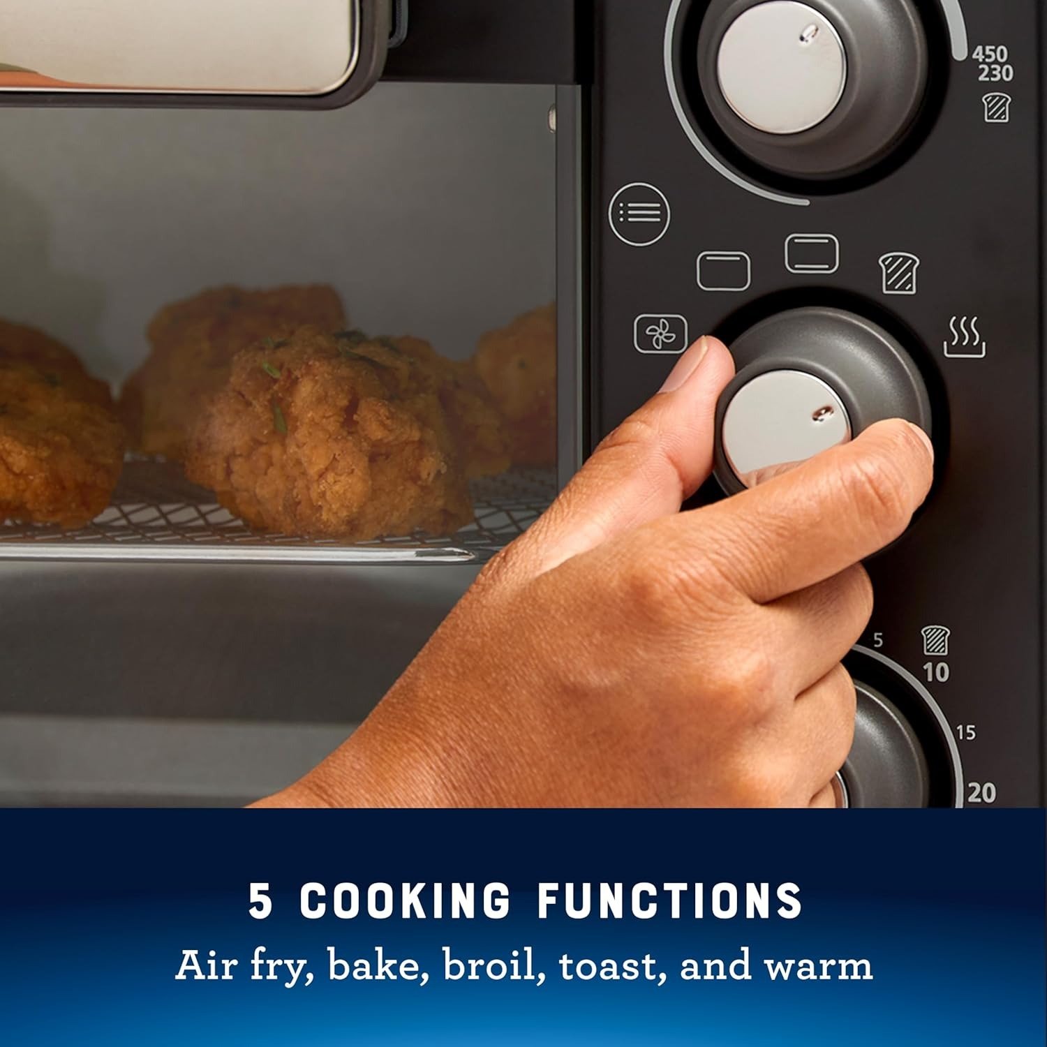 Compact Air Fryer Toaster Oven Countertop Multifunctional Stainless Steel