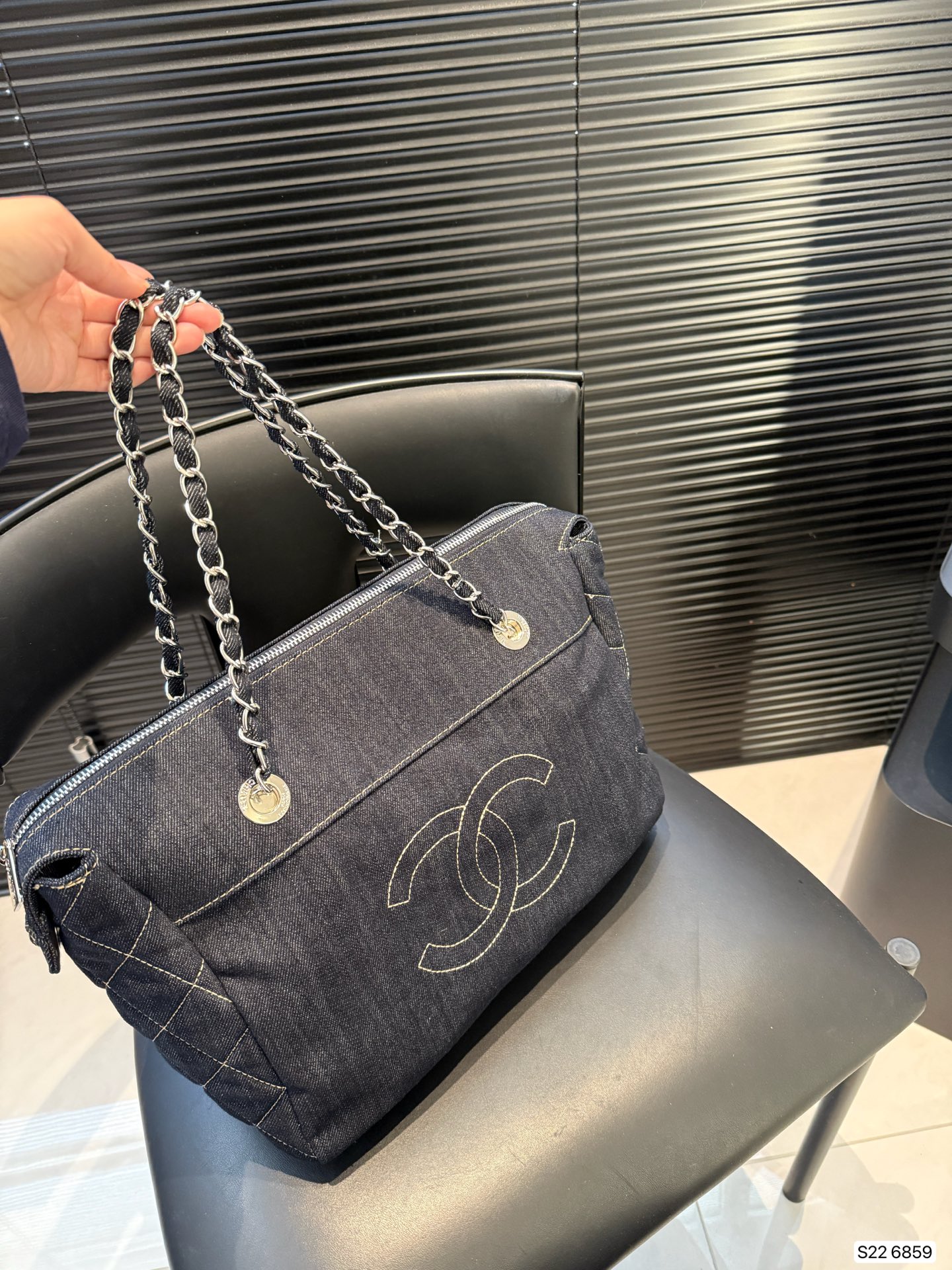 Chanel denim shopping bag - cnluxepick