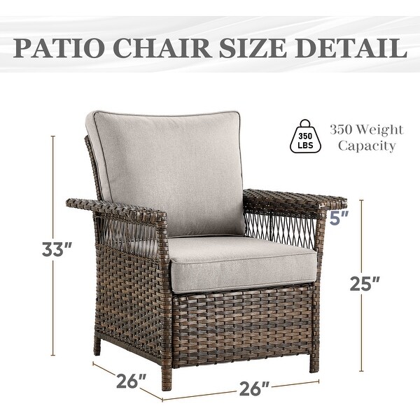 Patio Sofa with Club Chairs,Ottomans,Table