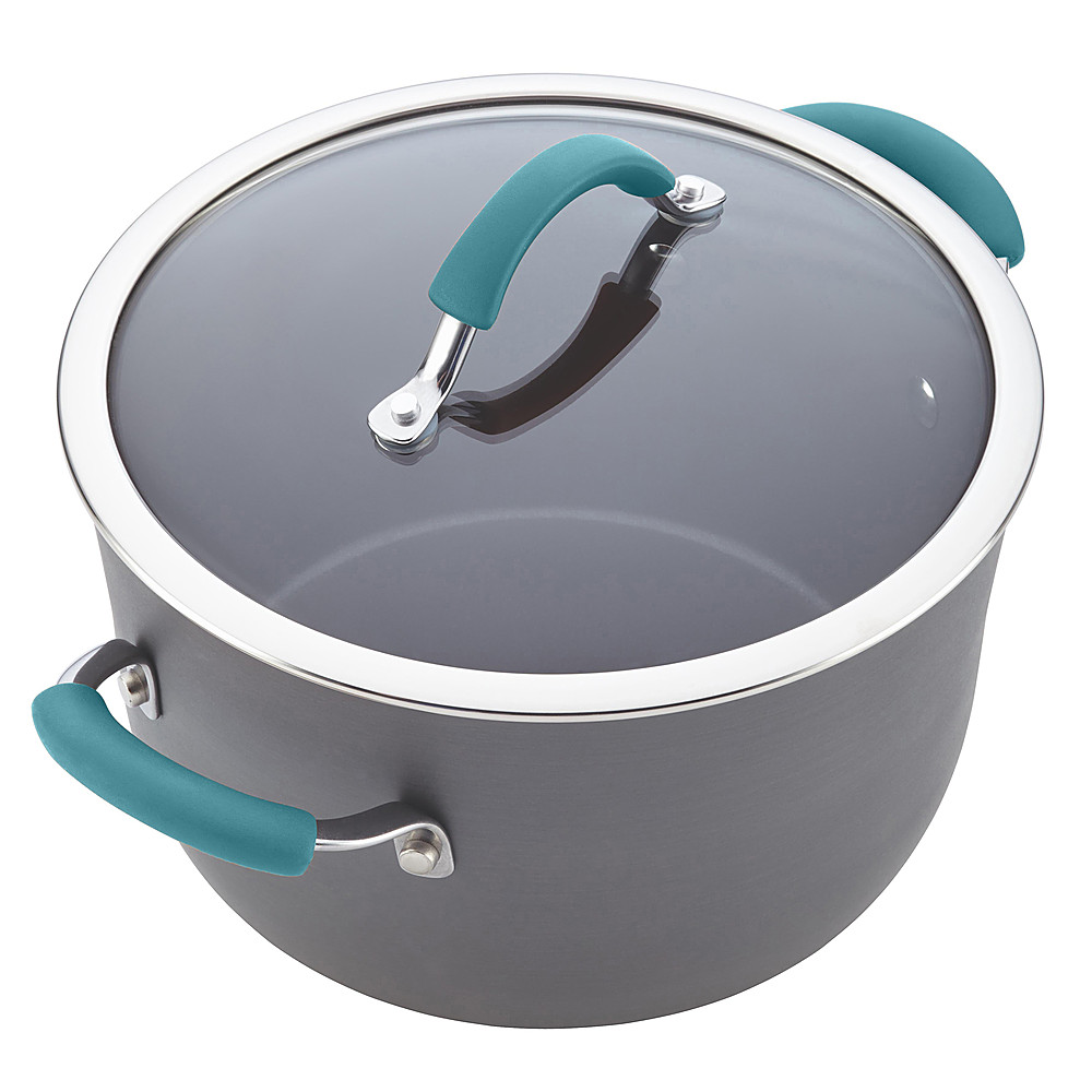 Rachael Ray - Cucina 12-Piece Cookware Set - Gray with Blue Handles