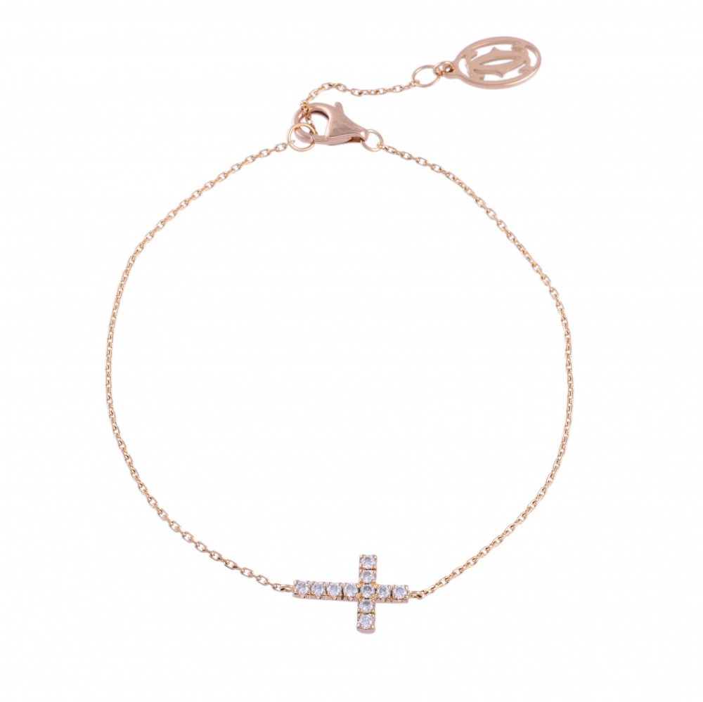 Cartier Symbol Cross Motif Bracelet 18K Rose Gold Diamond