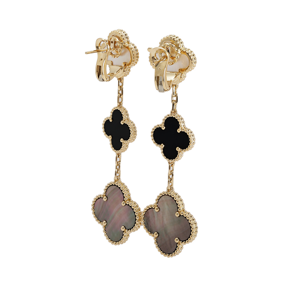 Van Cleef & Arpels Magic Alhambra 3 Motifs Earrings 18K Yellow Gold VCARD79000