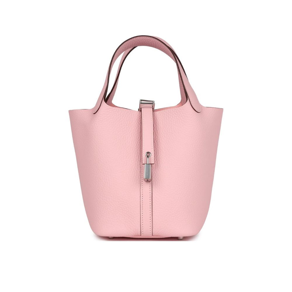 Hermes Picotin Lock Bag In Taurillon Clemence 3Q Rose Sakura 22Cm