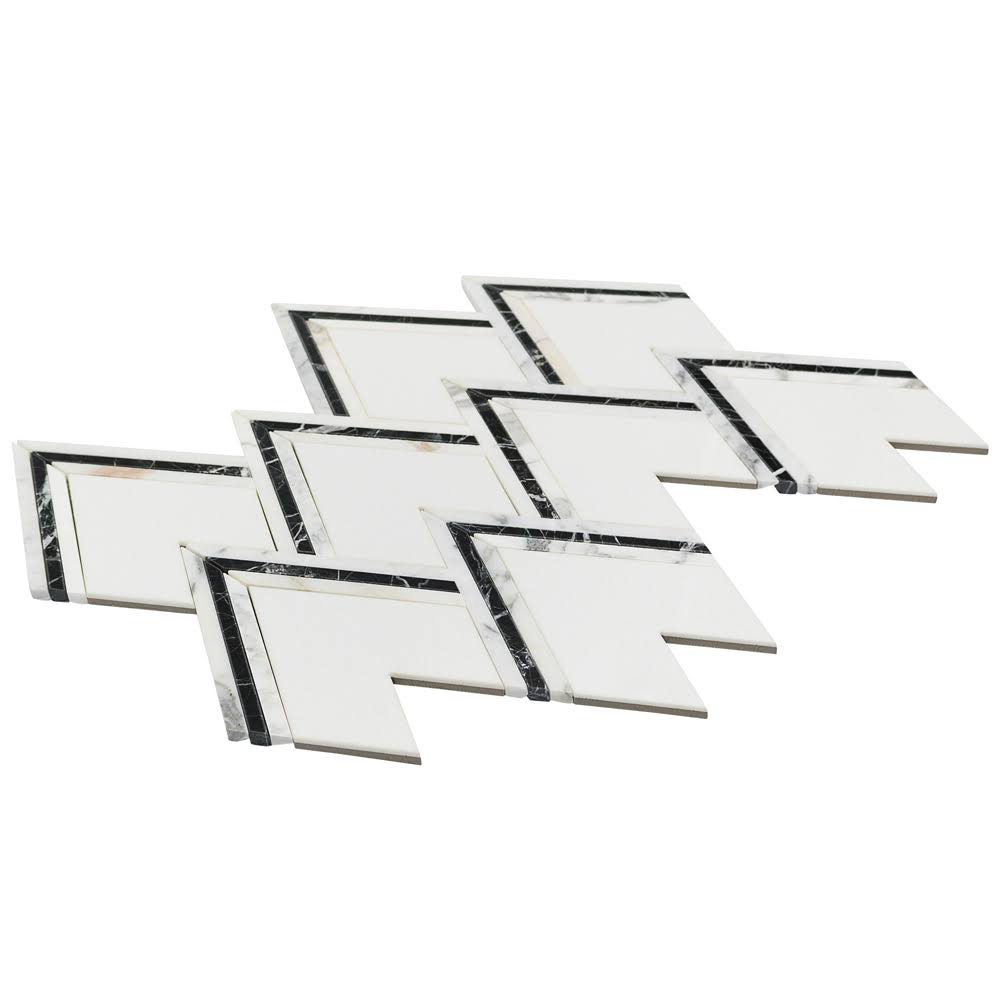 Ogee 4x22 x 5.5x22 Chevron Mosaic Tile Ivy Hill Tile Black/White