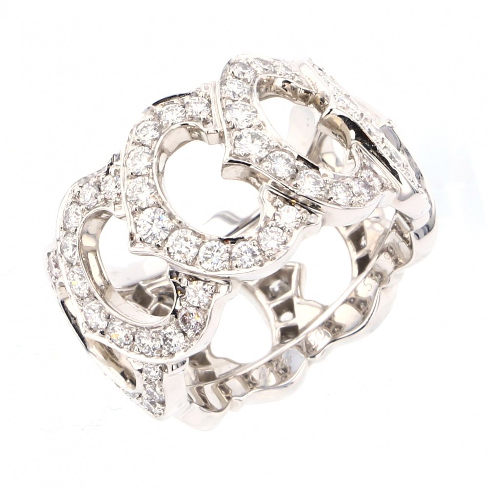Cartier C Do Full Diamond Ring 18K White Gold