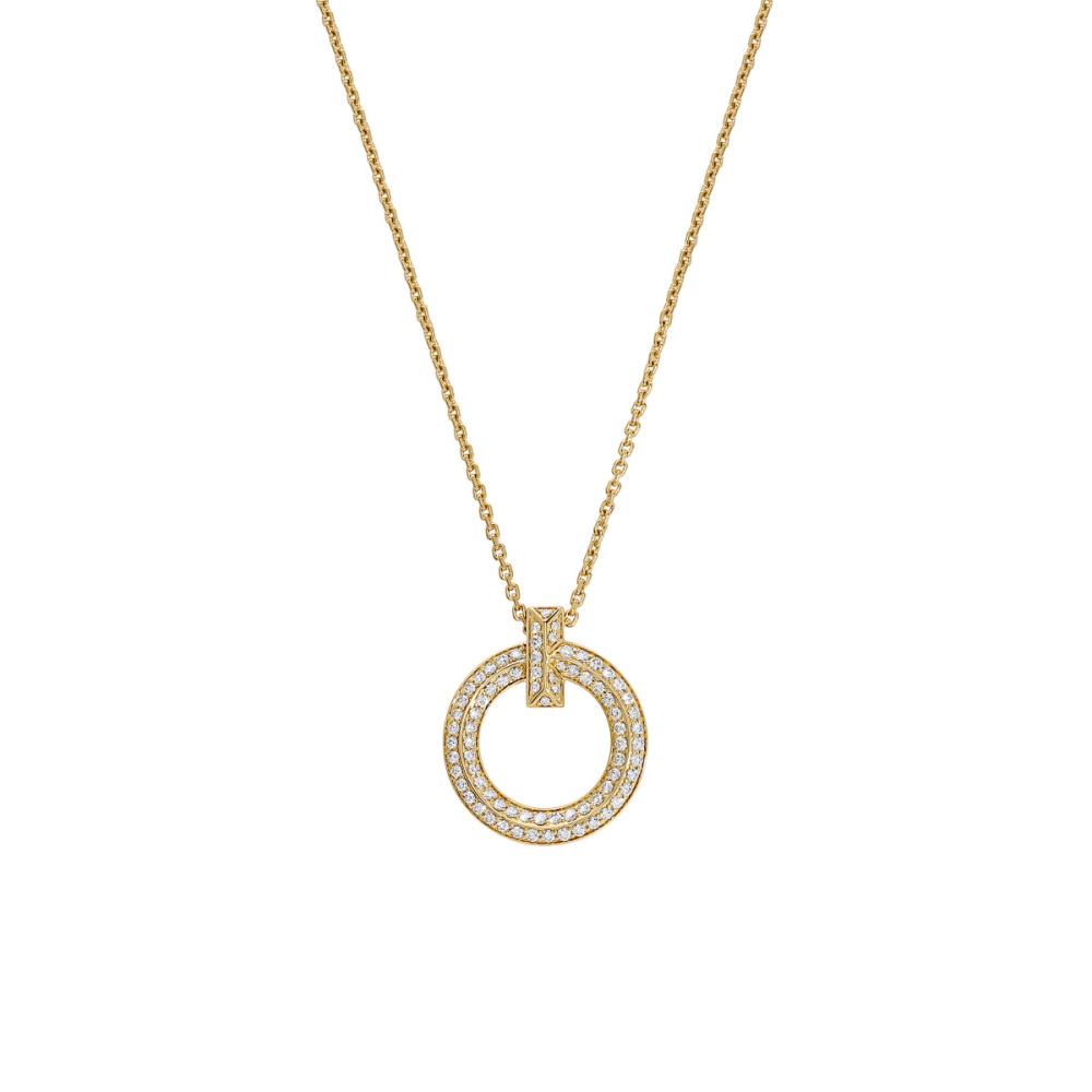 Tiffany & Co. Tiffany T One Circle Necklace 18K Yellow Gold Diamond 72154584