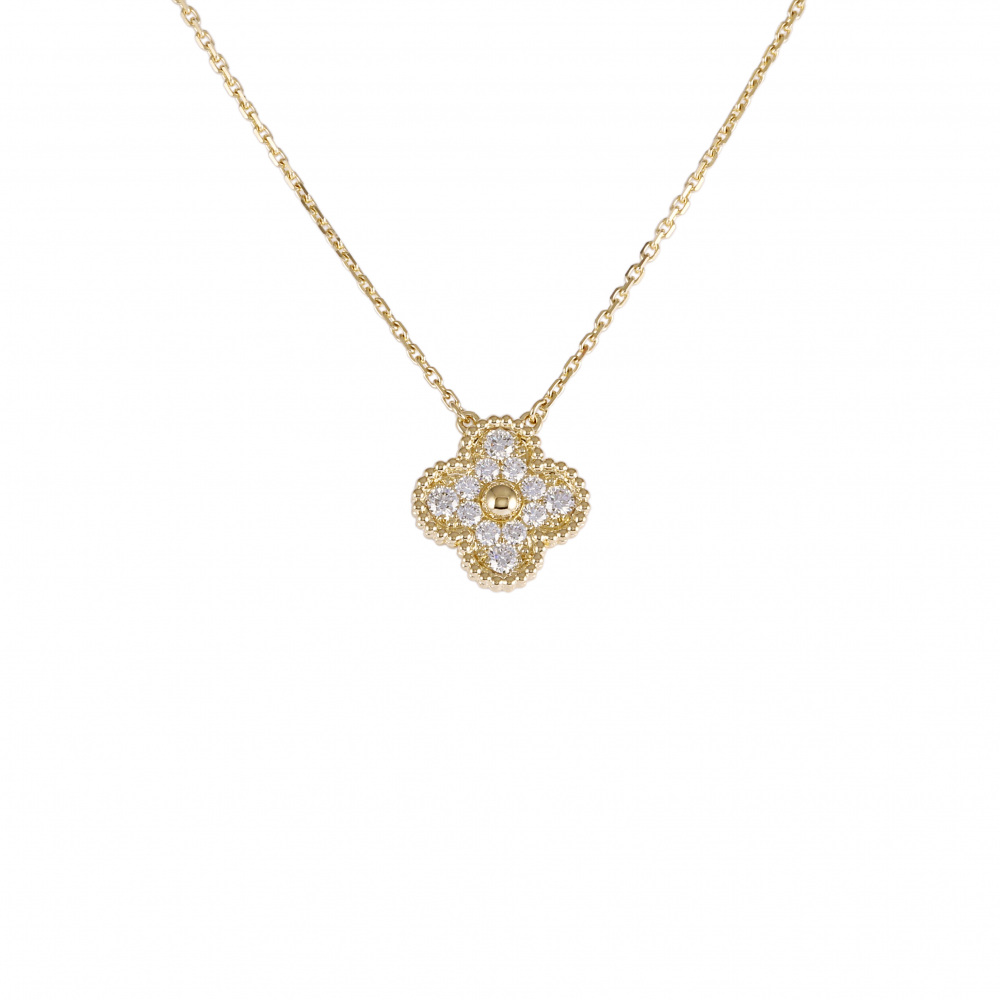 Van Cleef & Arpels Vintage Alhambra Necklace 18K Yellow Gold Diamond VCARA45300