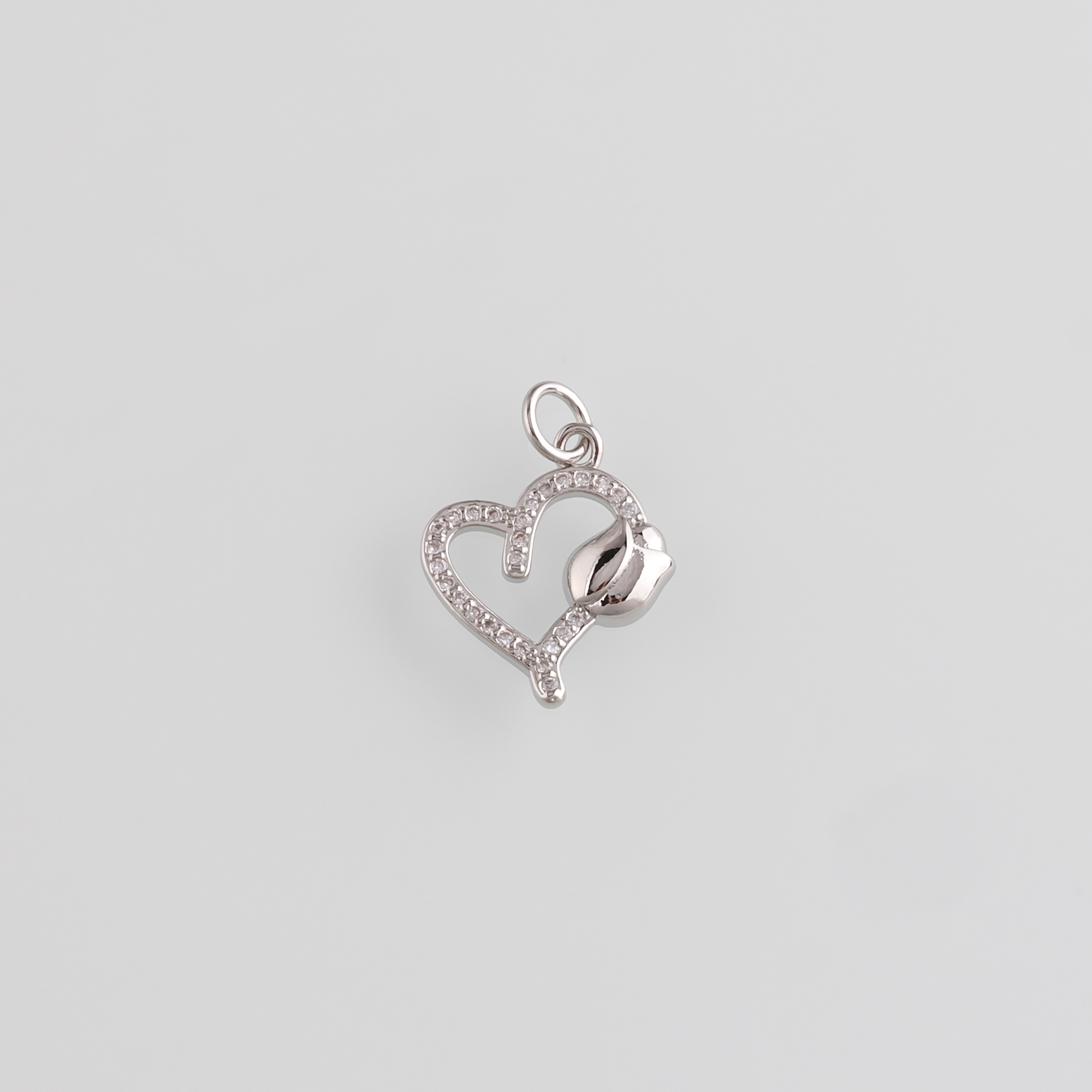 18K Gold Filled Heart Pendant,CZ Micro Pave Heart Charm Earrings Necklace for DIY Jewelry Making Supply