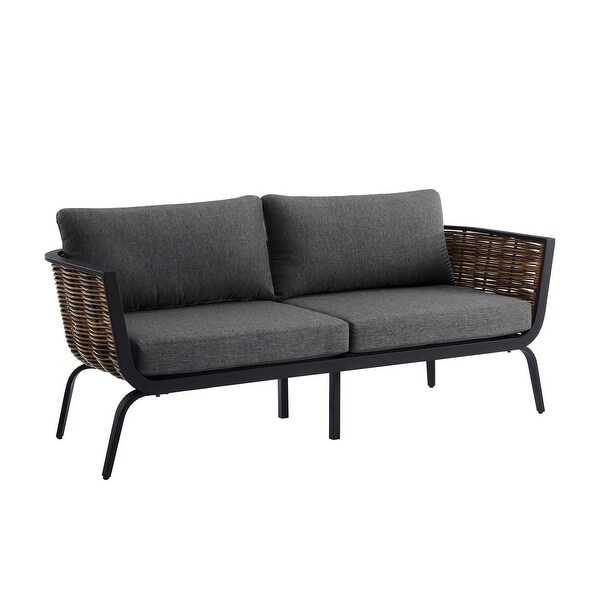 Renton Black Wicker Loveseat