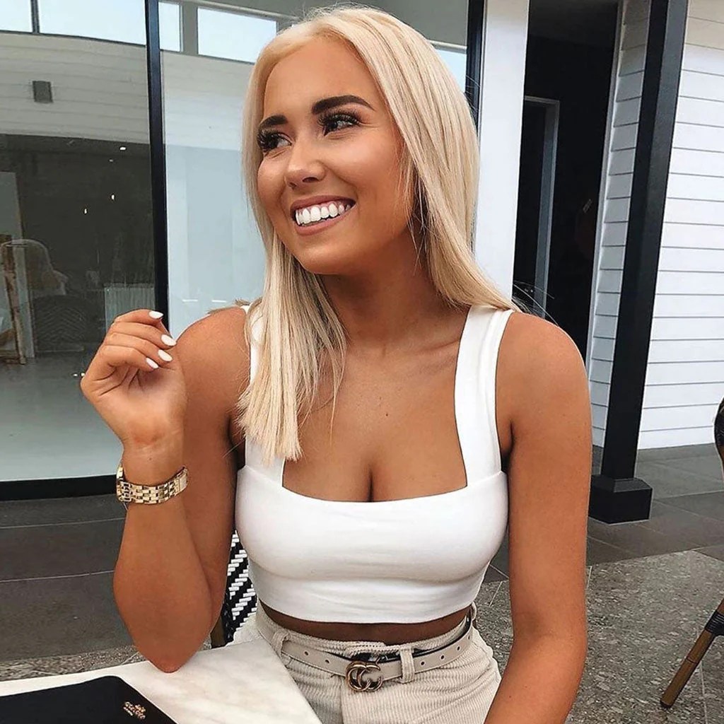 Square Neck Crop Top with Suspender StrapsClistos