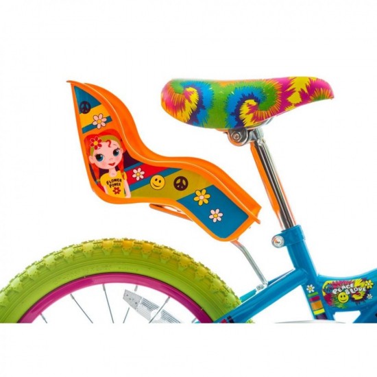 Girl’s Flower Power Princess 16″ Bike with Training Wheels, Doll Seat, Basket and Streamers