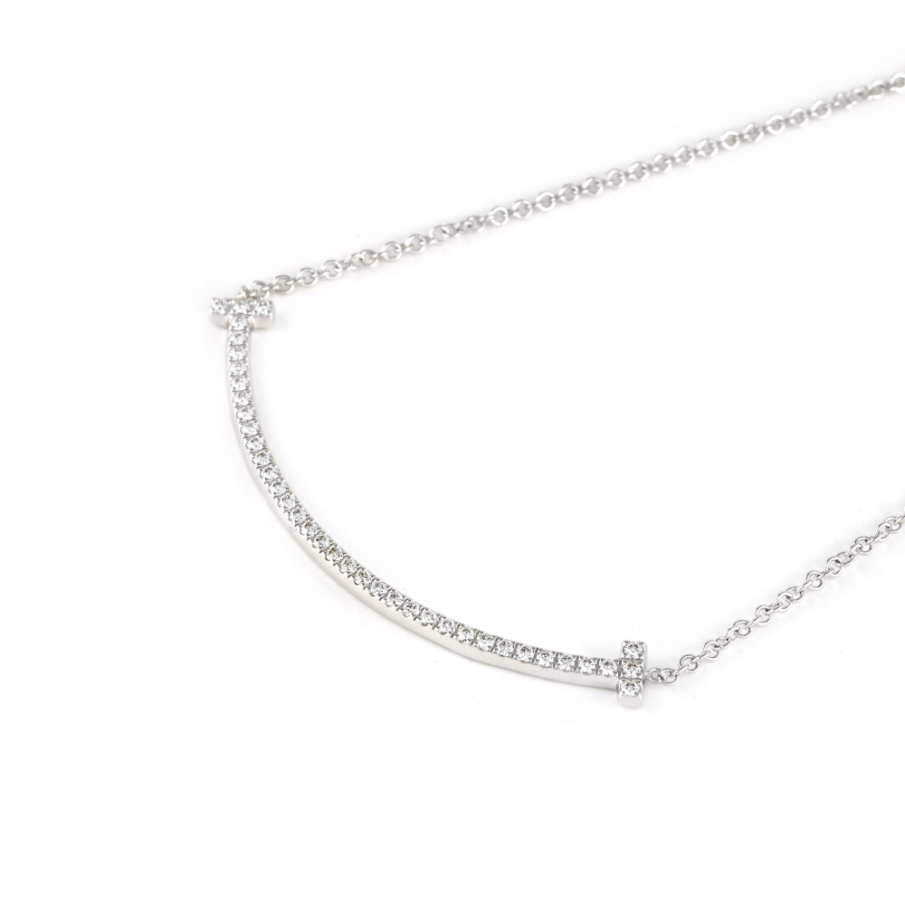 Tiffany & Co. Tiffany T Smile Necklace 18K White Gold Diamond 63058793