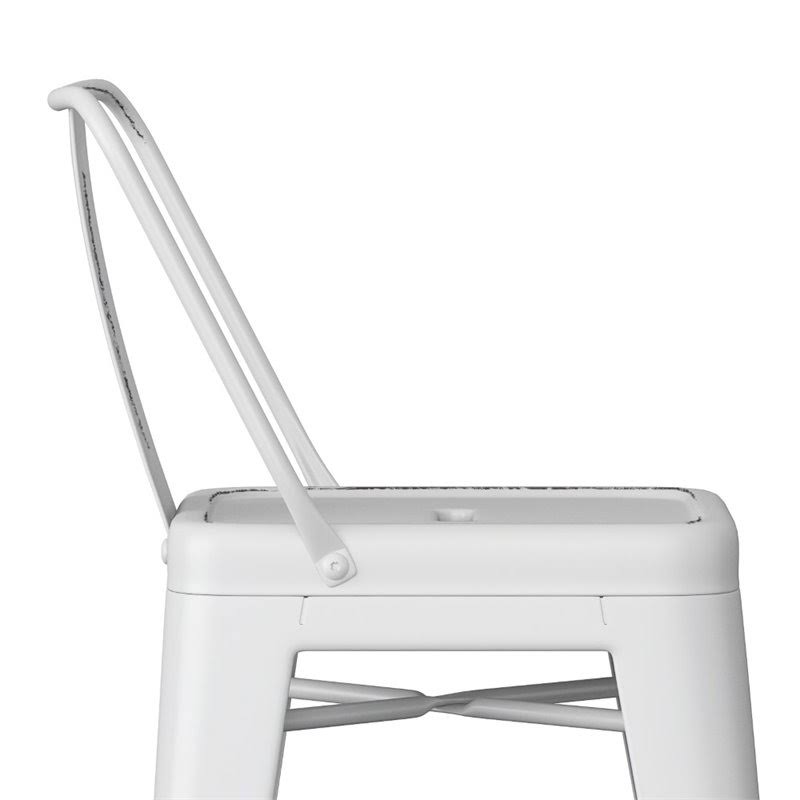 Atlin Designs 30x22 Metal Curved Back Bar Stool in Distressed White (Set of 2)