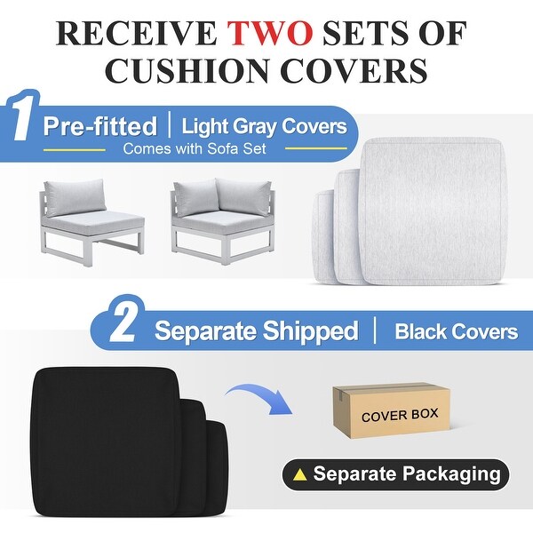 Nicesoul White Aluminum Modern Patio Furniture Sectional Sofa Set with Cushion