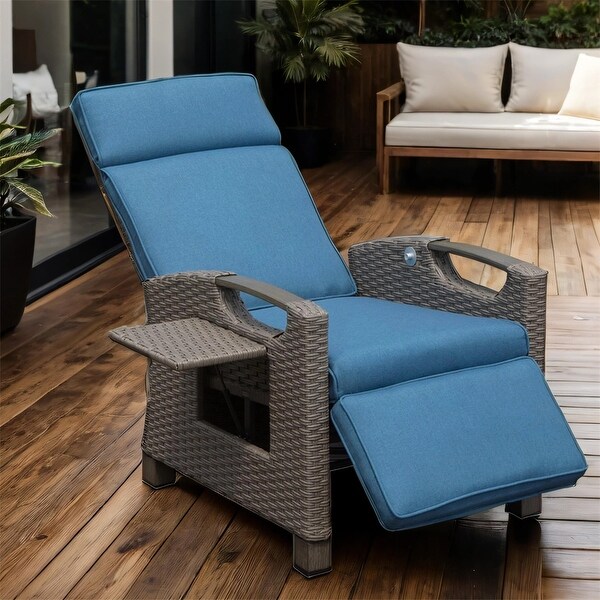 Patio Adjustable Recliner Chair with HandWoven Wicker