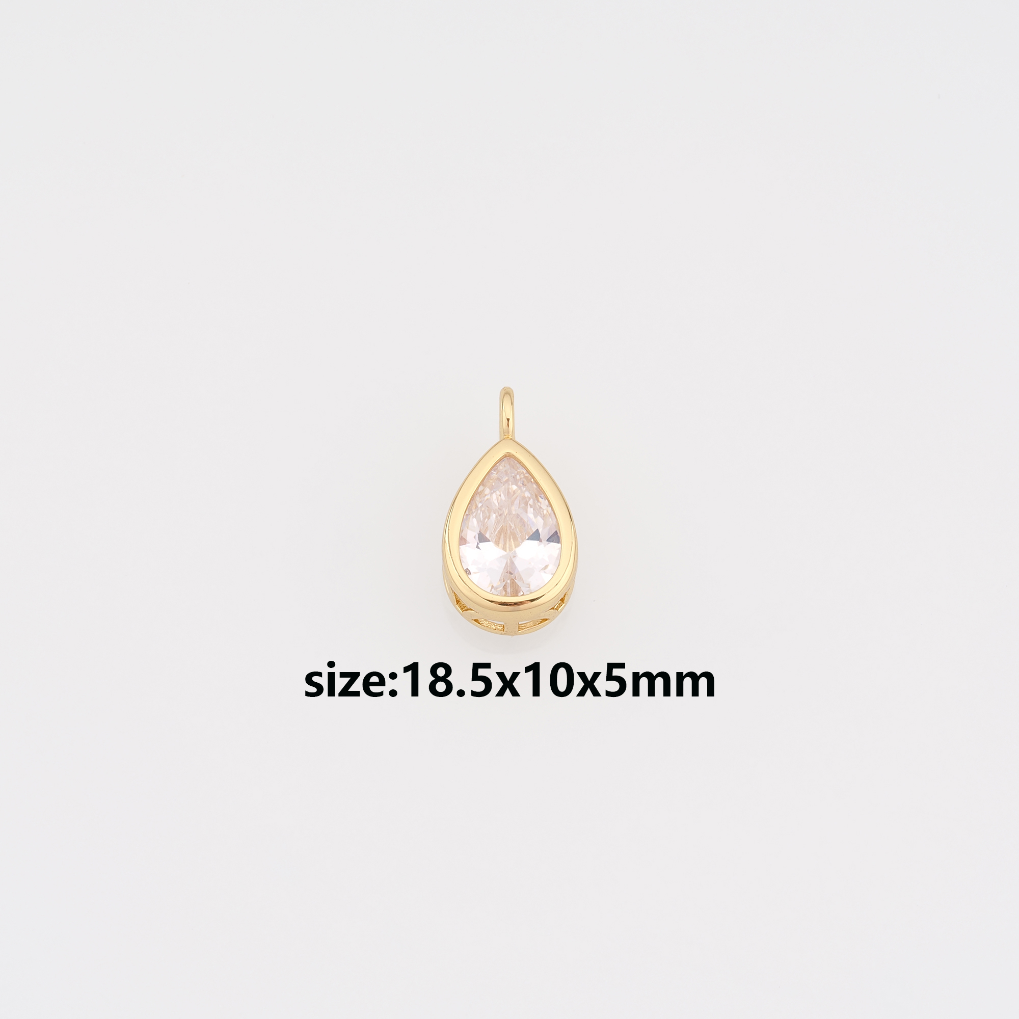 18K Gold Filled Teardrop Pendant,Crystal Teardrop Charm Earrings Necklace for DIY Jewelry Making Supply