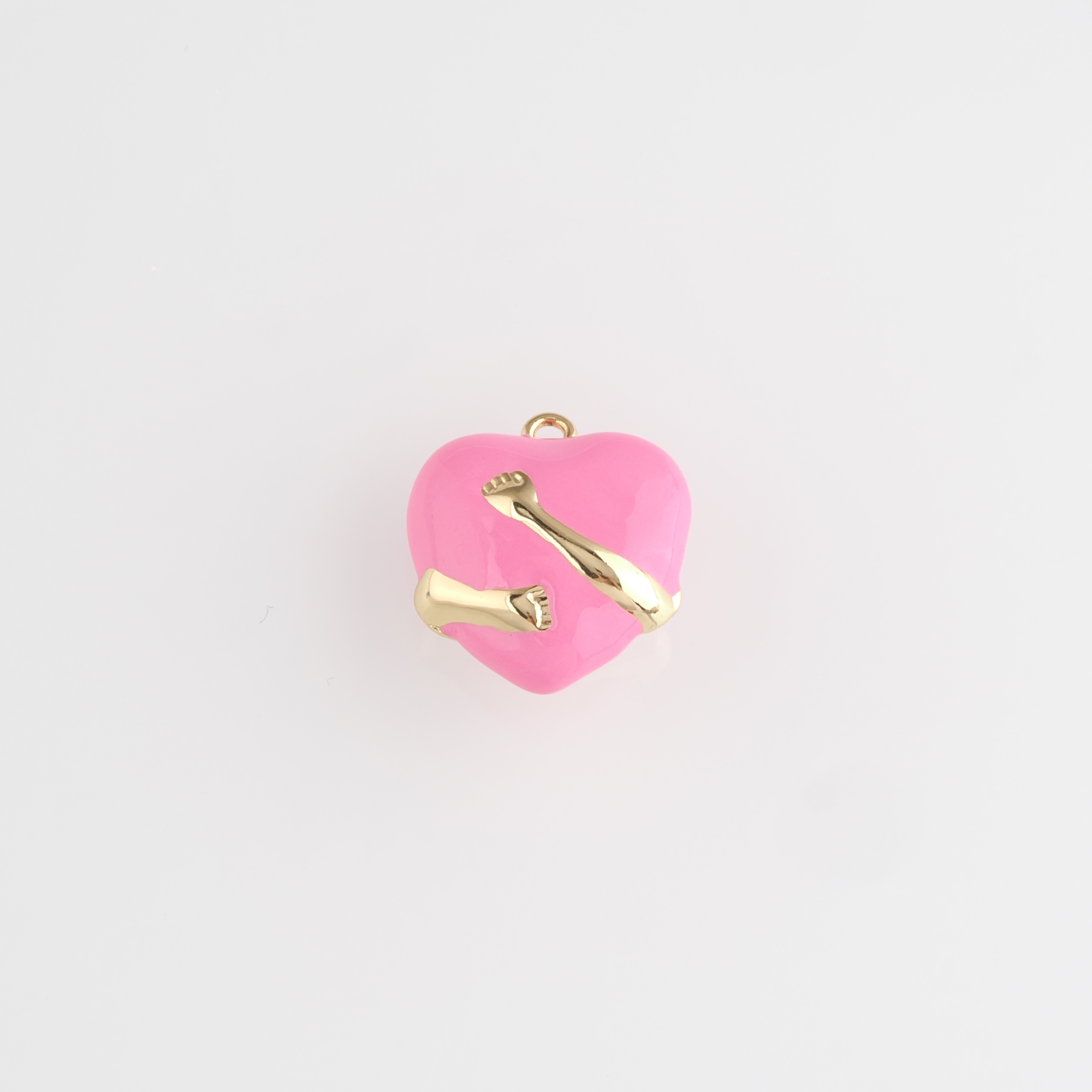 18K Gold Filled Heart Pendant,Enamel Heart Charm Earrings Necklace for DIY Jewelry Making Supply