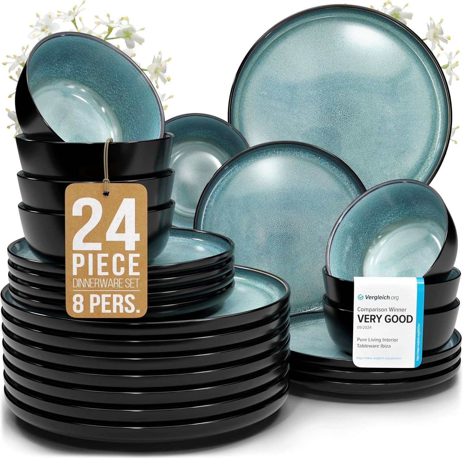 Stoneware Dinnerware Set Dishwasher Microwave Safe Durable Tableware Set