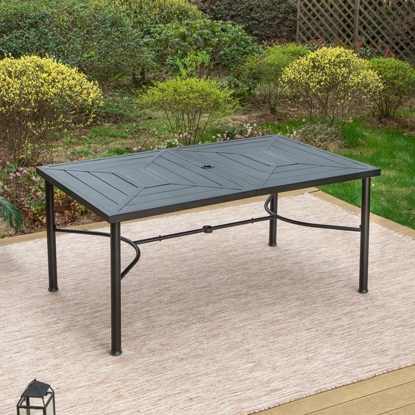 7Piece Patio Dining Sets ,6 Textilene Fabirc Chairs and 1 Metal Table with 2.1'' Umbrella Hole