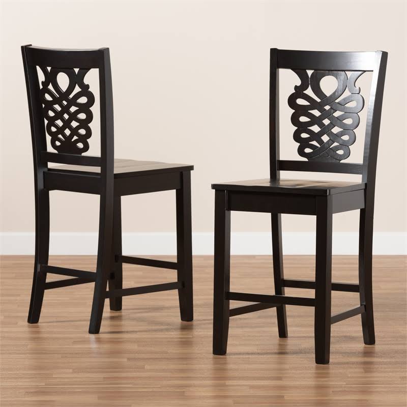 Bowery Hill Dark Brown Finished Wood 2-Piece Counter Stool Set