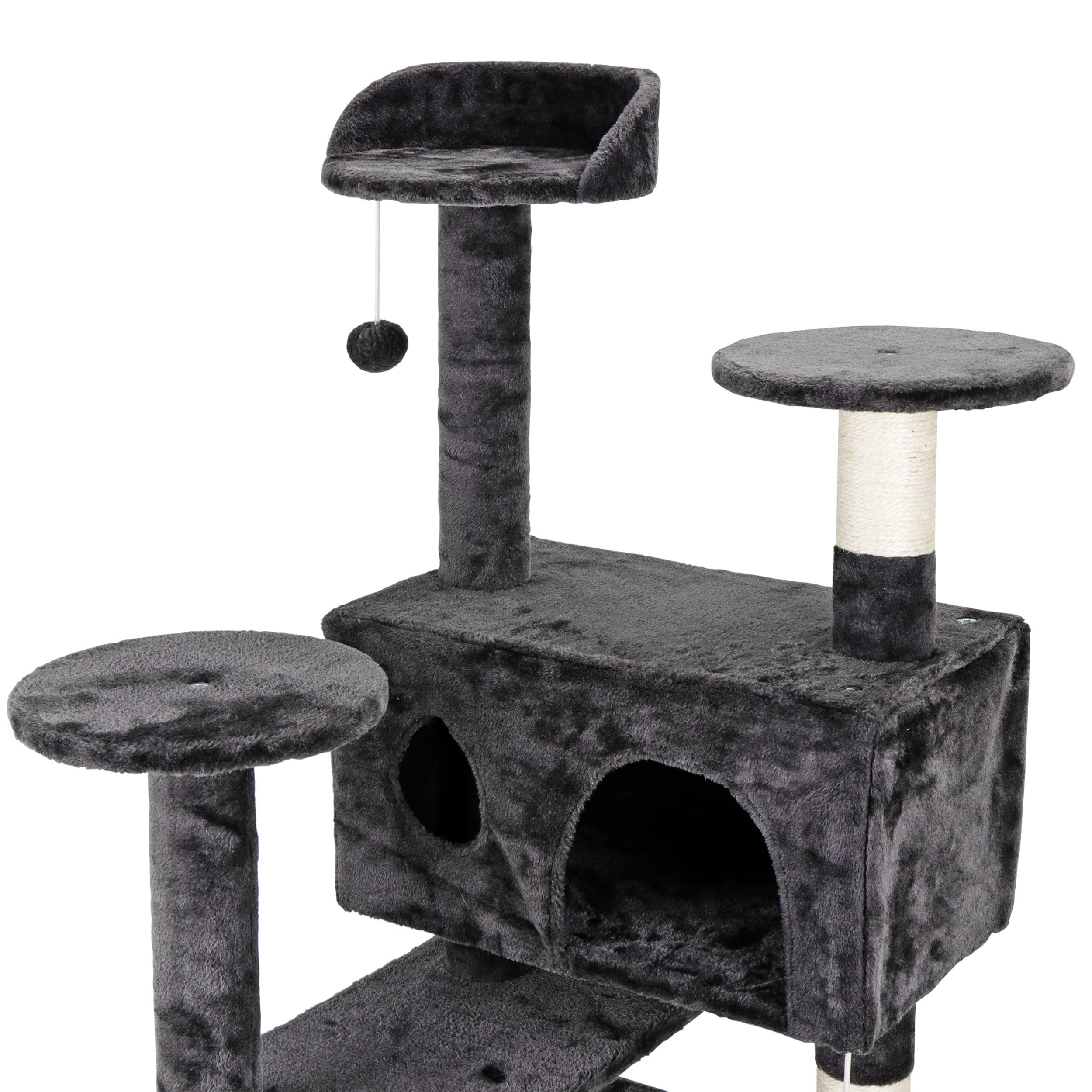 Zenstyle 53-in Cat Tree and Condo Scratching Post Tower, Dark Gray