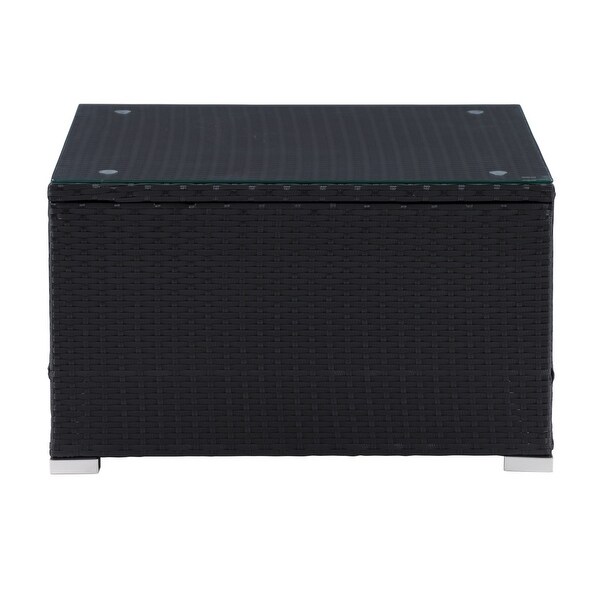 Parksville Wicker Square Patio Coffee Table,Black